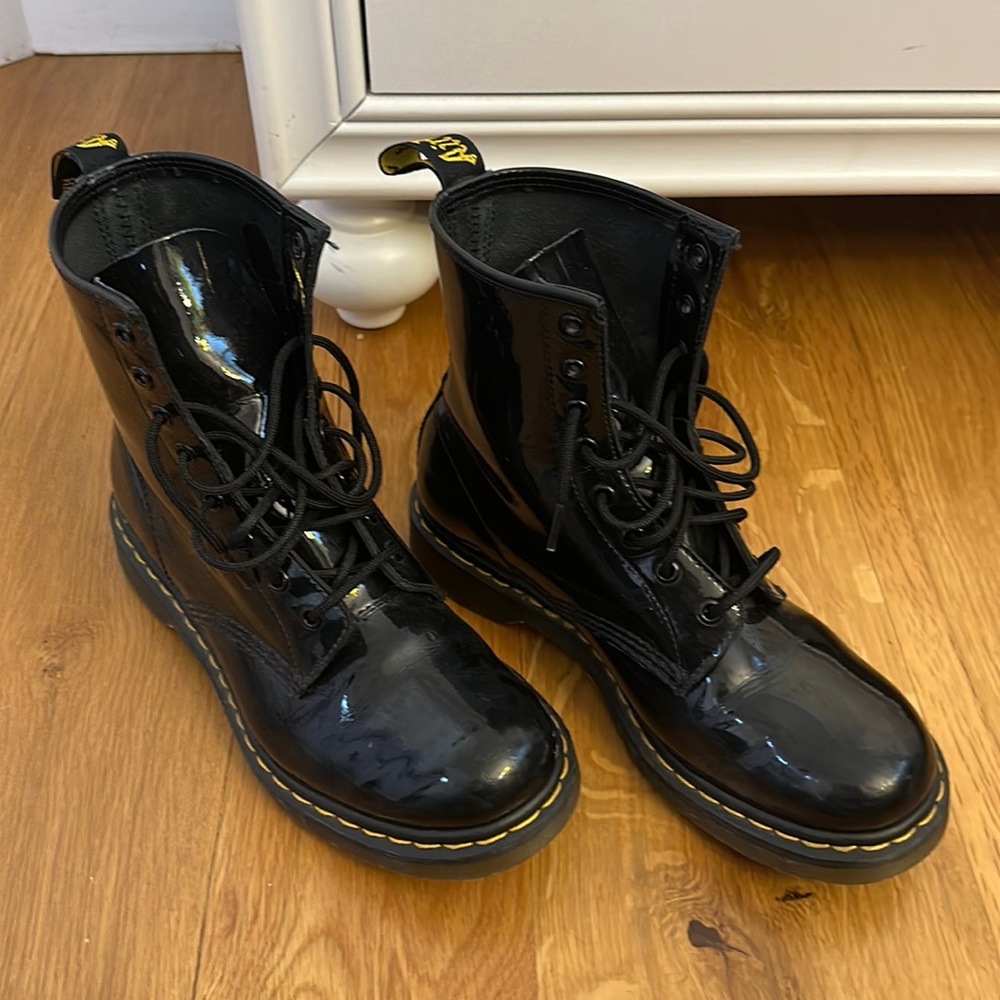 Glossy black Dr Martens boots